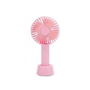 Portable Mini USB Rechargeable Hand Held Fan + Base (Pink)