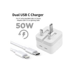 50W Dual Type C Lighting Super Fast Original Charger For Iphone 15/5pro/15promax/14 Pro Max/14 Plus/14/13 Pro Max/13 Pro/13/13 Mini/12 Pro Max/12 Pro/12/12 Mini/11 Pro Max/11...