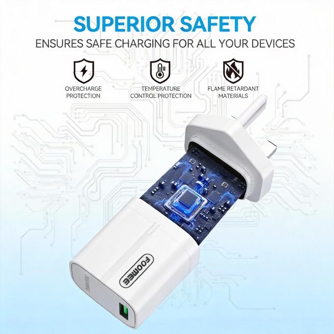 FOOMEE 12W Fast Charger USB-A Output+ Micro Cable For Phones, Power Banks and Other Micro devices