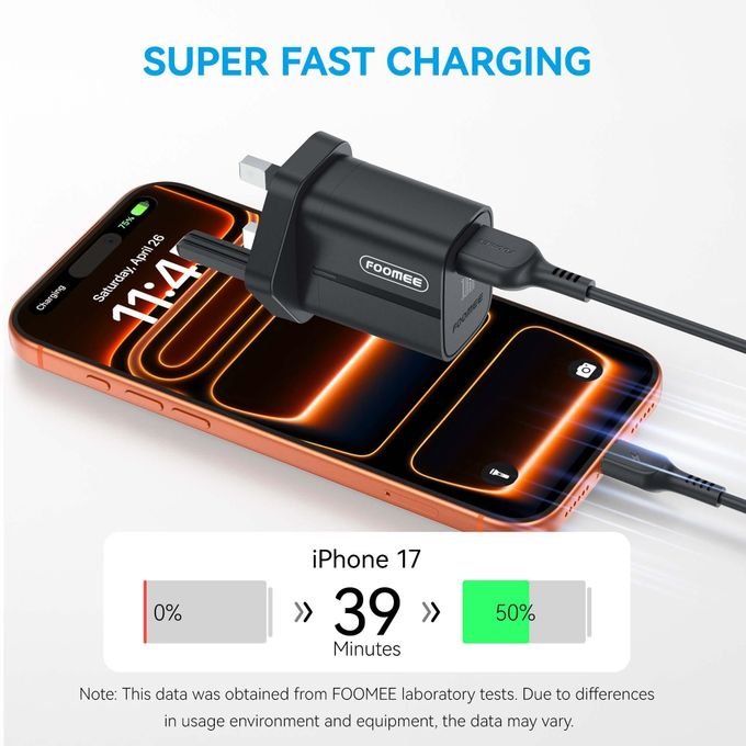 FOOMEE 18W Super Fast Charger USB-A Output+ Type-C Cable For Phones, Power Banks and Other Type-C devi