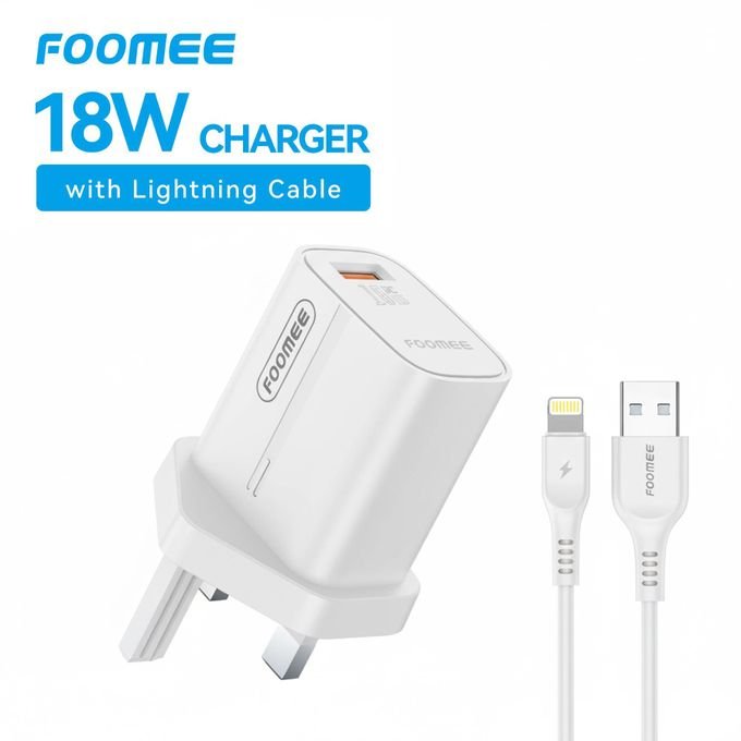 FOOMEE 18W Super Fast Charger USB-A Output+ Type-C Cable For Phones, Power Banks and Other Type-C devi