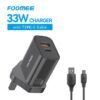 FOOMEE 33W GaN Super Fast Charger,USB-A & Type-C Dual Output,With Free Type-C Cable,for Iphone,Android,etc.