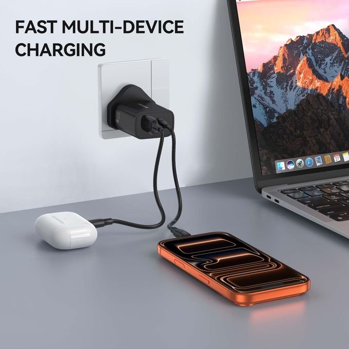 FOOMEE 33W GaN Super Fast Charger,USB-A & Type-C Dual Output,With Free Type-C Cable,for Iphone,Android,etc.