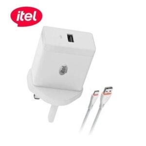 itel 12 Watts Fast Charger With Free Type-C Cable - White