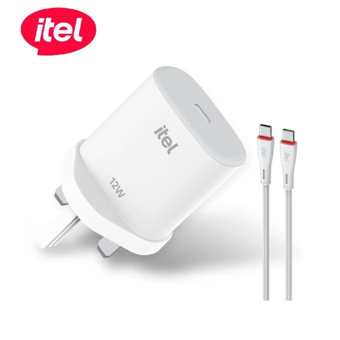 itel 12 Watts Fast Type-C Charger With Free Type-C to Type C Cable - White