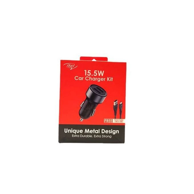 itel 15.5W Dual Output Fast Car Charger Kit With Cable