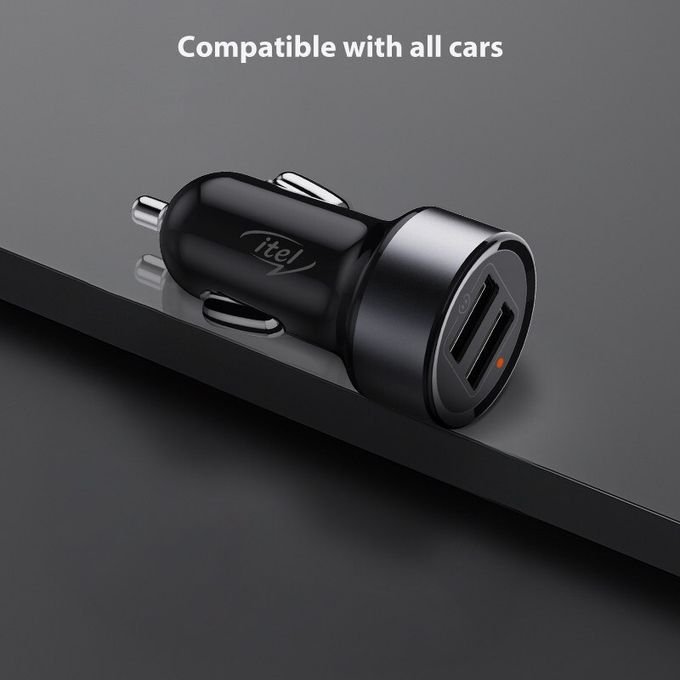 itel 15.5W Dual Output Fast Car Charger With Free Cable