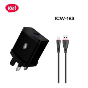 itel 18Watts QC3.0 Fast Charger With Type-C Cable - Black