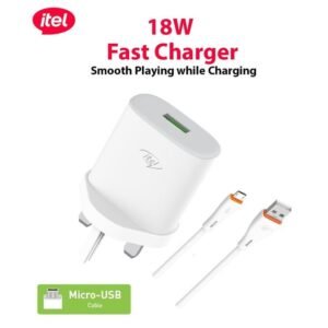 itel 18Watts QC3.0 Faster Charger With Micro-USB Cable - White