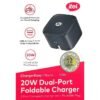 itel 20 Watts Dual Port Foldable Charger Fast Charger With Type-C to Type-C Cable - ICW-208UC
