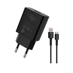 itel 5V 1A Fast Charger + Free Micro USB Cable – Black