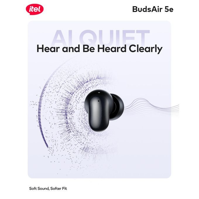 itel BudsAir 5e Ultra Lightweight In-Ear Earbuds 39H Playtime IP54 Portable IEW-52 -Black