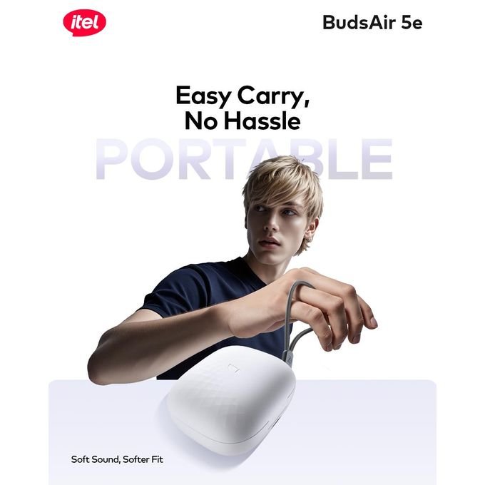 itel BudsAir 5e Ultra Lightweight In-Ear Earbuds 39H Playtime IP54 Portable IEW-52 -Black