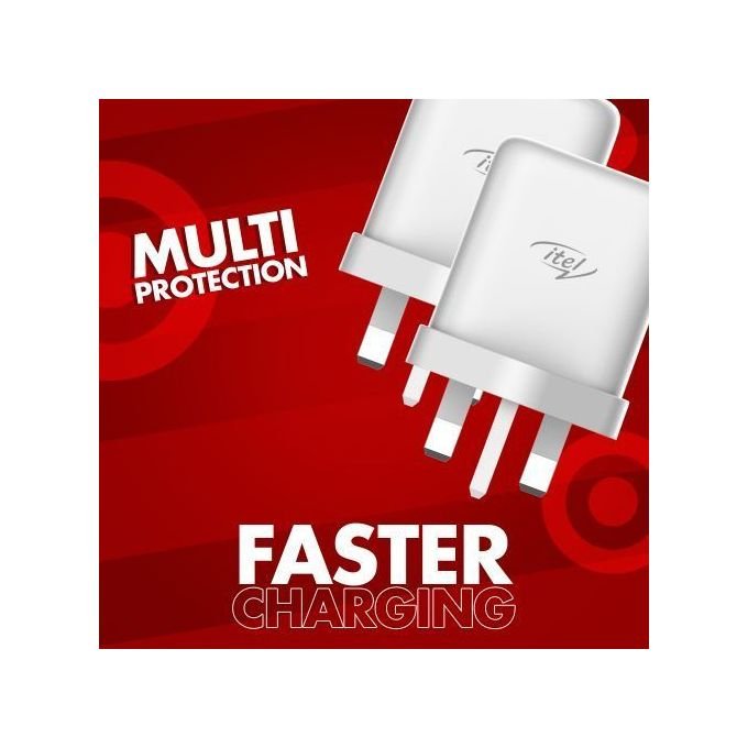 itel Dual USB Port Fast Charger + Free Cable -
