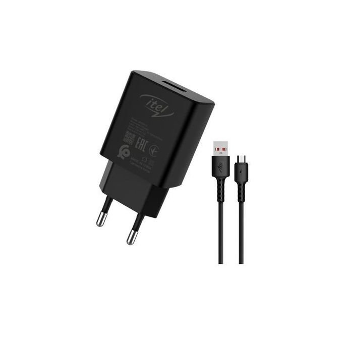 itel Efficient Charger With Free Micro USB Cable - Black