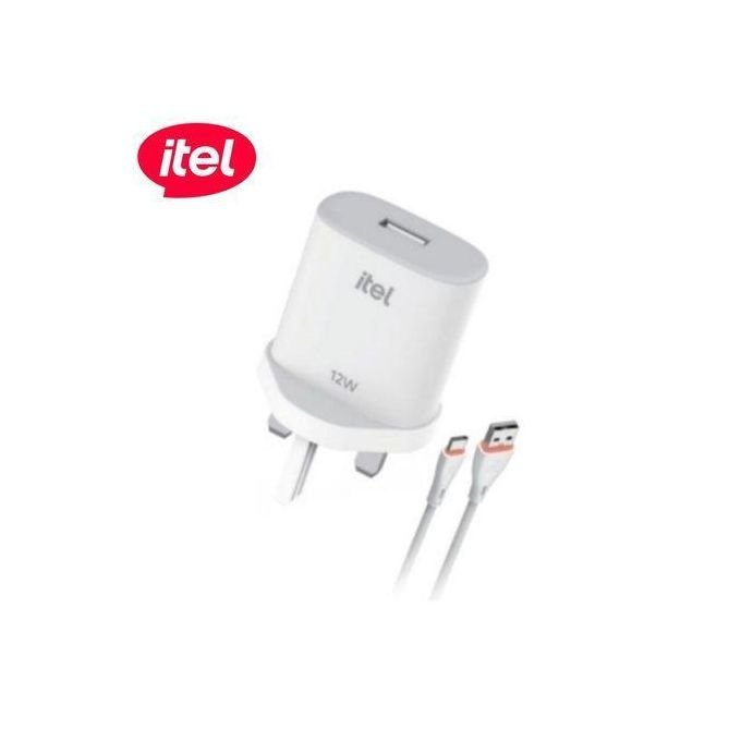 itel itel 12 Watts Fast Charger With Free Type-C Cable - White