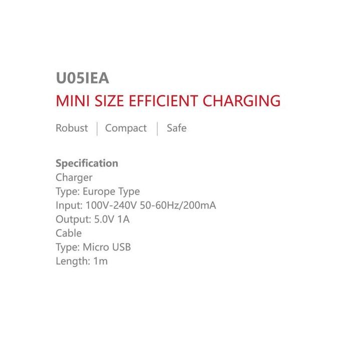 itel Mini Size Efficient Charger + Free USB Cable -Black