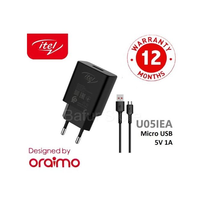 itel Mini Size Efficient Charger + Free USB Cable -Black