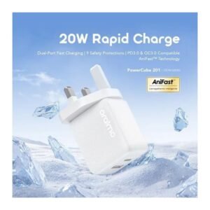 Oraimo Fast Charging Charger Kit + Free Type-C Cable PowerCube 201 UK Type Plug 20W Charger Kit