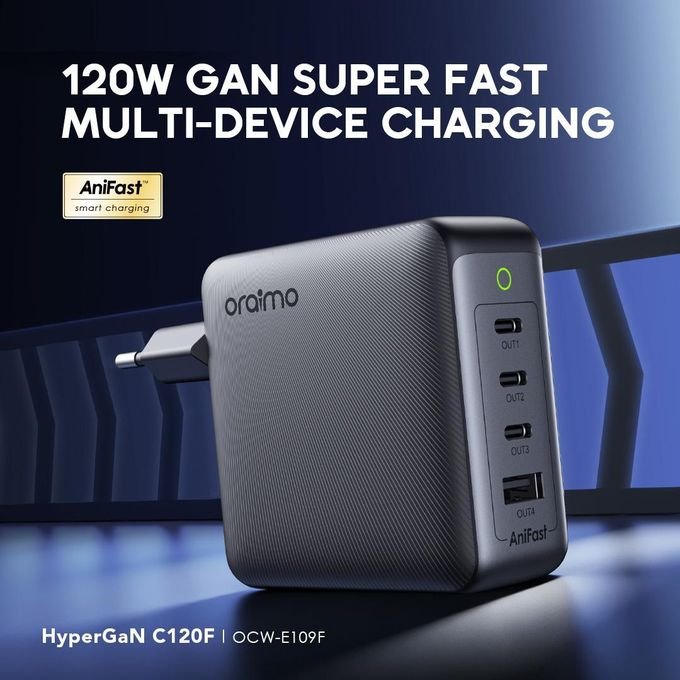 Oraimo HyperGaN C120F Charger 120W GaN Super Fast Multi-Device Charging