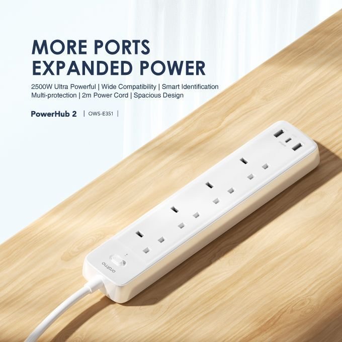 Oraimo PowerHub 2 Smart Fast Charging 3 USB Ports Extension Socket