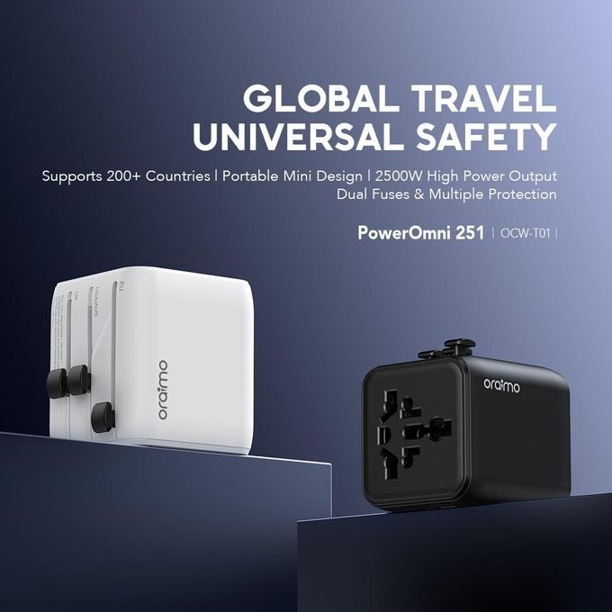 Oraimo PowerOmni 251 Multi-Plug Travel Converter 2500W High Output - Black