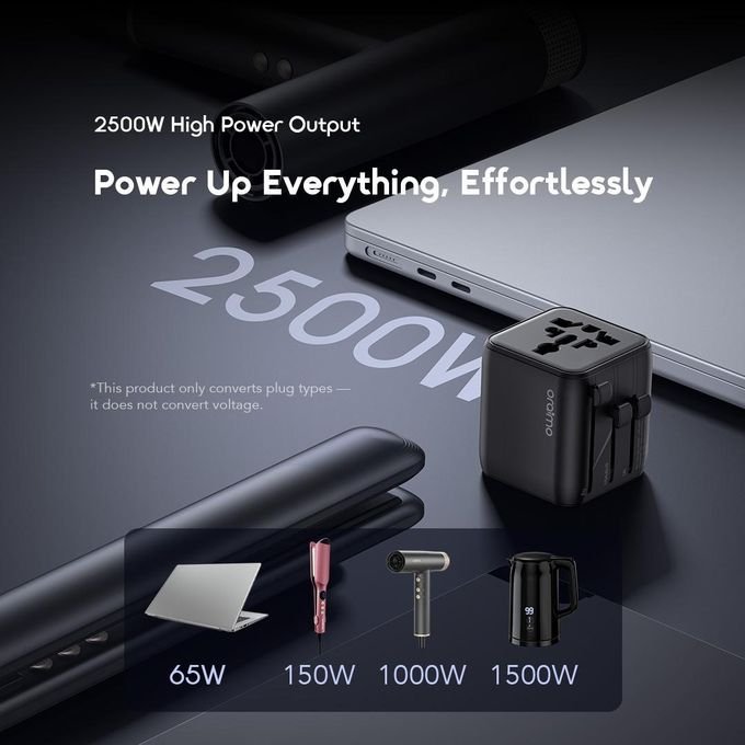 Oraimo PowerOmni 251 Multi-Plug Travel Converter 2500W High Output - Black