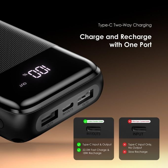 Oraimo Traveler 12 Byte Power Bank 20000mAh 12W Fast Charging Digital Display
