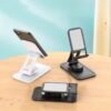 1 Piece Black Desktop Phone Tablet Holder 360 Degree Rotation ABS Silicone Black and White Suitable for Video Watching Office Home
