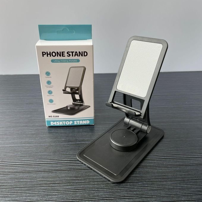 1 Piece Black Desktop Phone Tablet Holder 360 Degree Rotation ABS Silicone Black and White Suitable for Video Watching Office Home