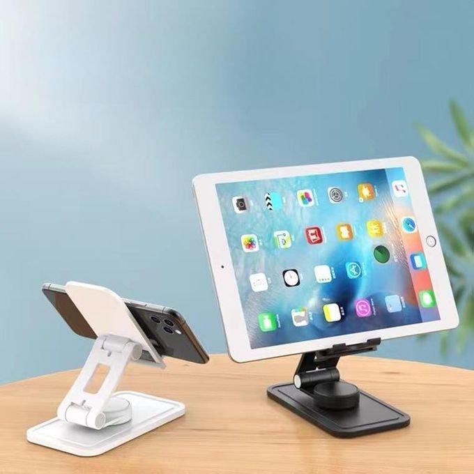 1 Piece Black Desktop Phone Tablet Holder 360 Degree Rotation ABS Silicone Black and White Suitable for Video Watching Office Home