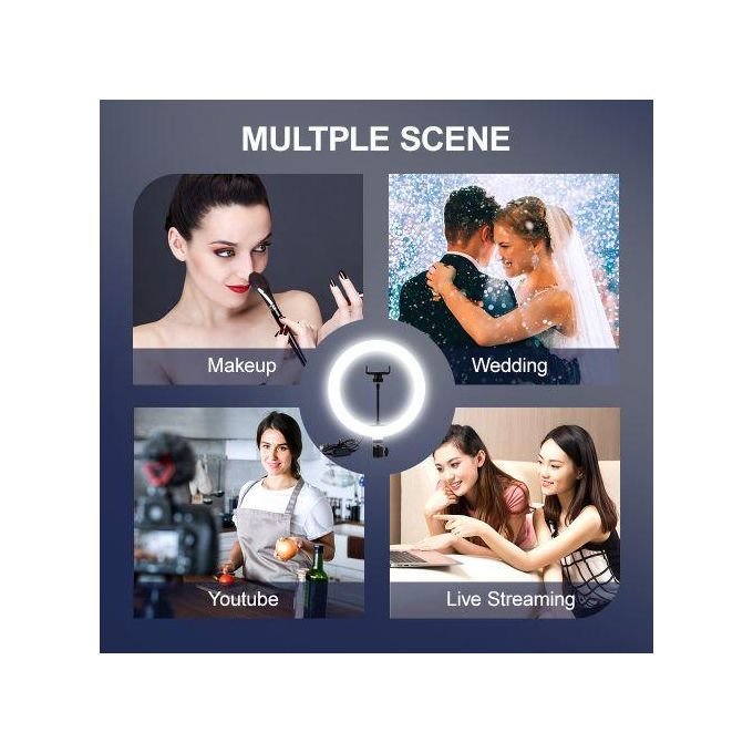 12" Inches Automatic Led Ringlight With Stand &Camera Holder for TikTok, YouTube, Makeup, Live Stream