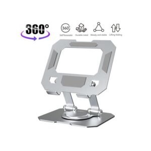 360- Degree Rotating Desktop Tablet Stand, Adjustable and Foldable-Silver