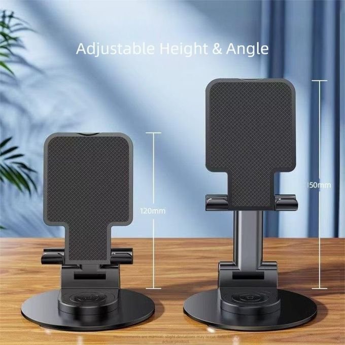 360° Rotatable Desktop Tablet & Phone Holder – Foldable, Adjustable, Compatible with Smartphones & iPad