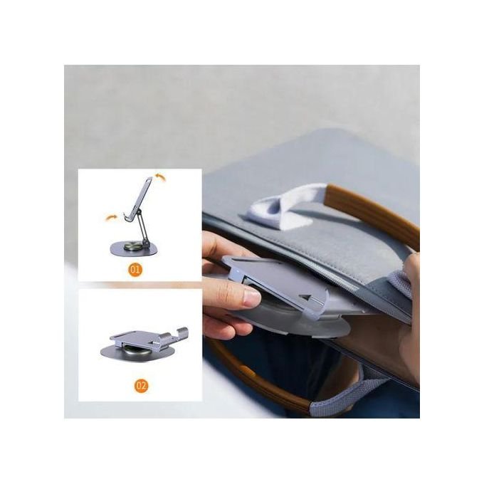 360° Rotatable + Foldable Metal Phone Stand, Adjustable Desk Holder, Non-Slip Base for Phones & Tablets | Study, Tiktok, Facetime, Live Stream