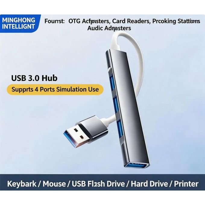 4-in-1 hub multi port docking station USB hub adapter, supporting USB 3.0