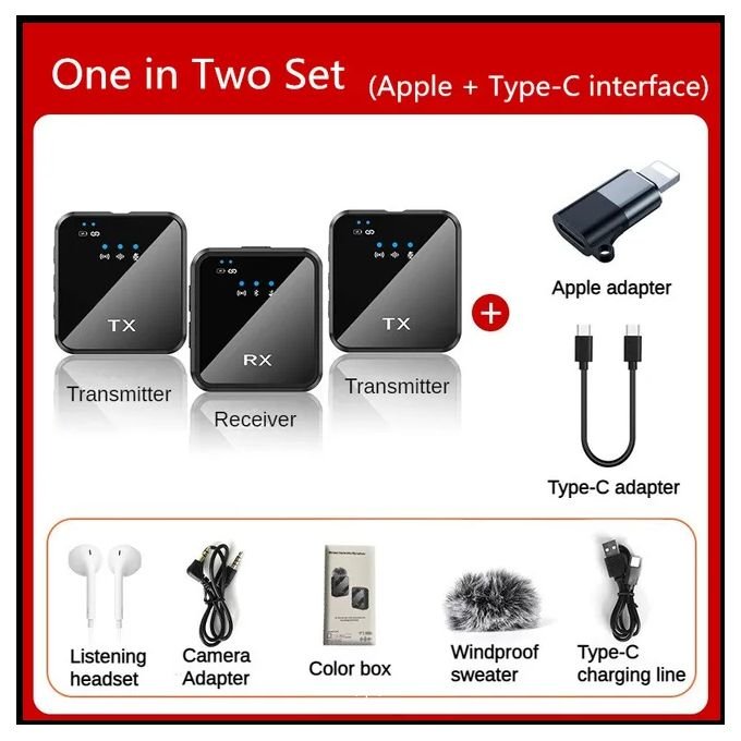 8-10 Hours 3 In 1 Wireless Lapel Microphone For IPhone/Android Users/Content Creation