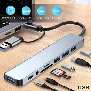 8 in 1 Ports USB A Type C Hub Concentrator Docking Station 3 0 Multi Adapter SD TF Card Reader Audio Multi-hub Dock Splitter