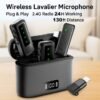 addigoes Wireless Lavalier Microphone for iPhone Android, 2 Pack Clip-on Mic with Noise Cancellation, 130ft Range, 24H Battery, Plug & Play Vlogging Microphone for Interview,...