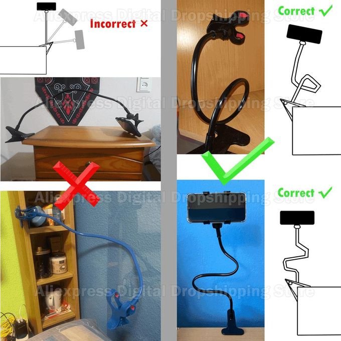 ARHANORY Tripod Stand Phone Holder Desktop Lazy With Rotate 360 Degrees Various Shapes Black