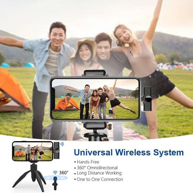 Basix Wireless Lavalier Microphone for iPhone Android USB-C Microphone with Noise Reduction for Live Streaming Interviews mini mic