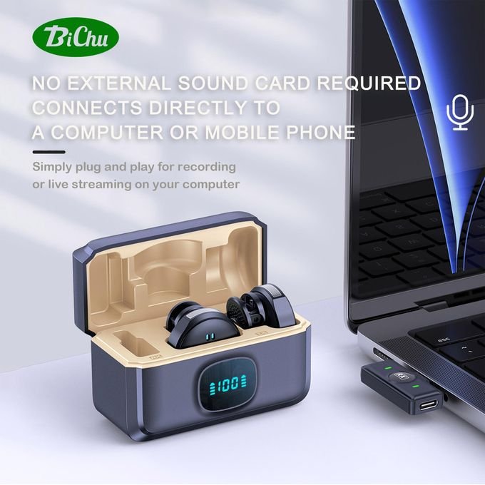 BiChu BICHU-Wireless Lapel Microphone USB-C Interface Lavalier Mic Noise Cancel 164ft Range for Android/Camera/PC/Laptop,wireless microphone,,microphone,noise cancellation...