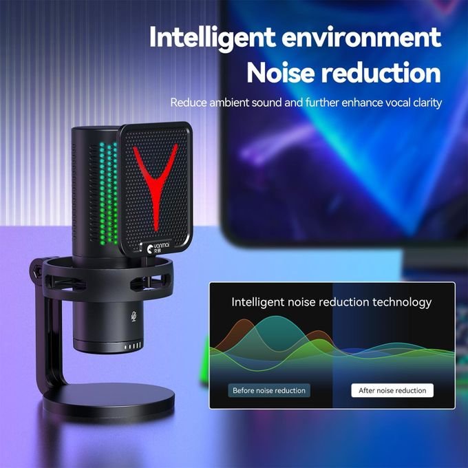 Content Creation RGB Colors Changing USB/USB C Condenser Microphone For Podcast Recording, PC Computer Gaming Streaming Mic With RGB Light, Reverb Effects, Headphones Jack,...