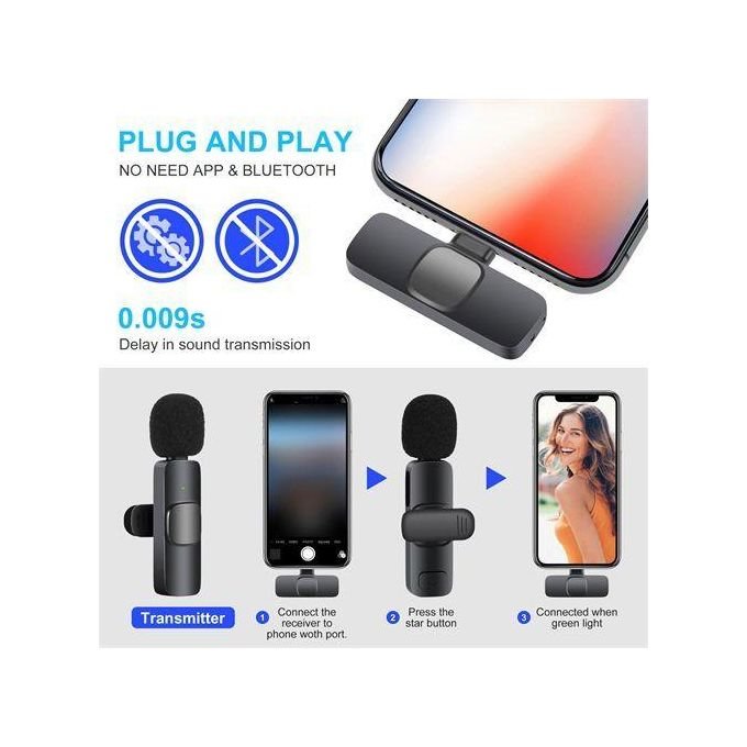 Dual Wireless Lavalier Microphone Lavalier Microphone Supports TYPE-C Mobile Phone IOS Adapter