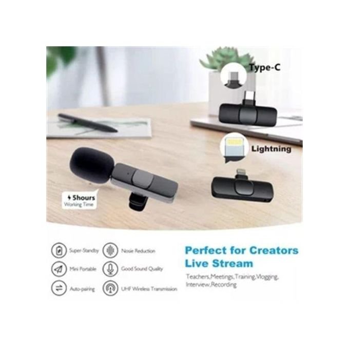 Dual Wireless Lavalier Microphone Lavalier Microphone Supports TYPE-C Mobile Phone IOS Adapter