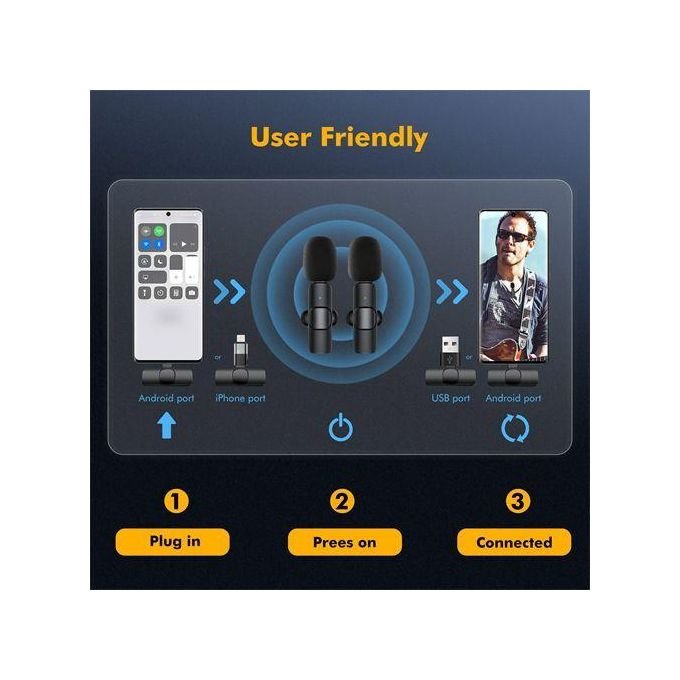 Dual Wireless Lavalier Microphone Lavalier Microphone Supports TYPE-C Mobile Phone IOS Adapter