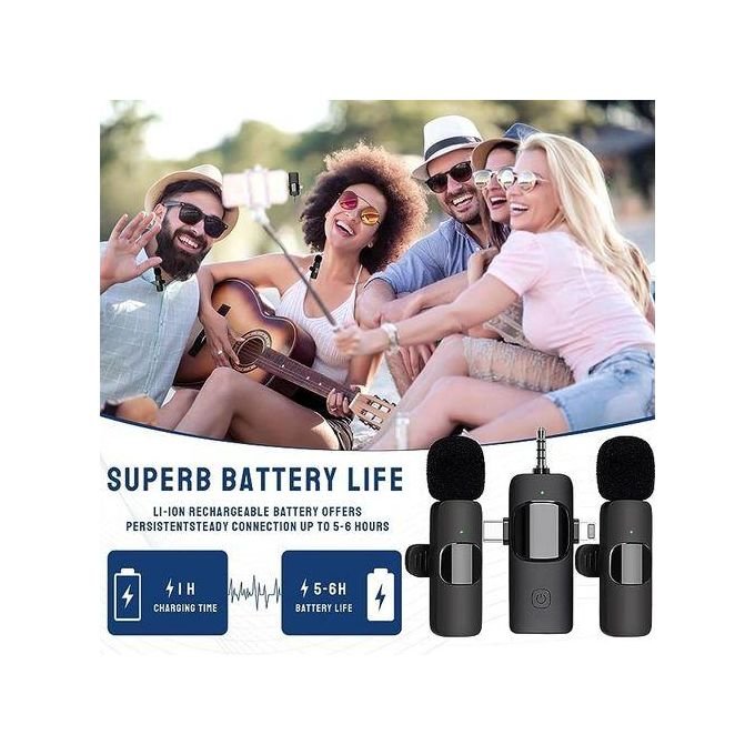 Dual Wireless Lavalier Microphone TYPE-C Android Phones IPhone + IOS Adapter
