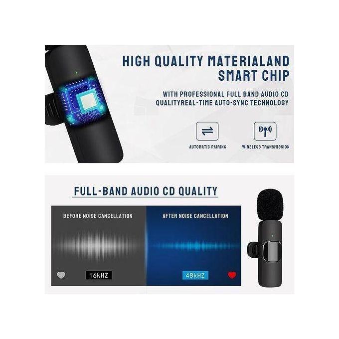 Dual Wireless Lavalier Microphone TYPE-C Android Phones IPhone + IOS Adapter