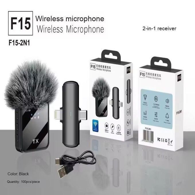 F11-2 DOUBLE NOISE CANCELLING WIRELESS LAVALIER MICROPHONE FOR IPHONE AND TYPE C