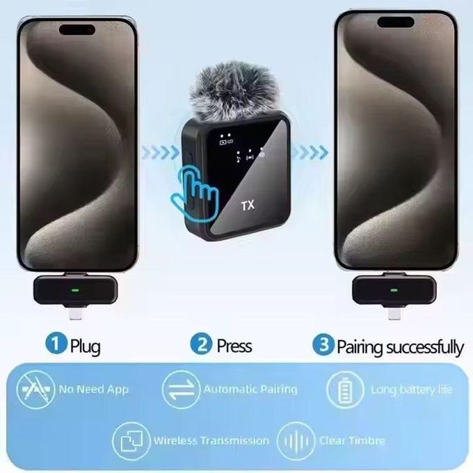 F11-2 DOUBLE NOISE CANCELLING WIRELESS LAVALIER MICROPHONE FOR IPHONE AND TYPE C